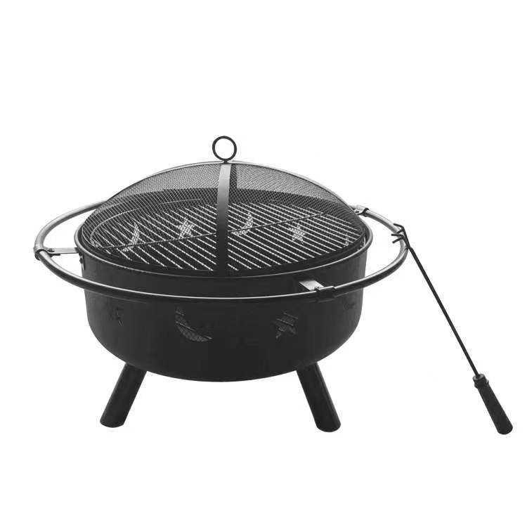 Outdoor Steel Round Wood Burning BBQ Fire Pit