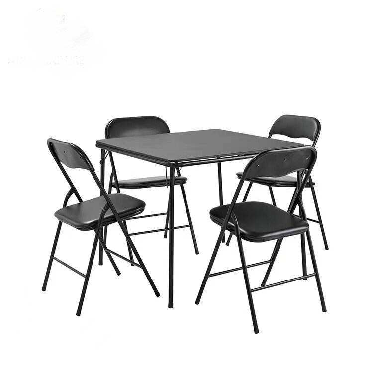 PU Leather Cushion Metal Folding Table and Chairs