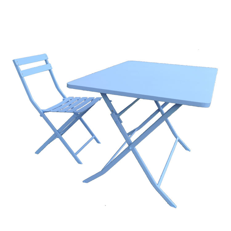 Folding Outdoor Iron Table 3Pcs Dining Restaurant Table And Chair